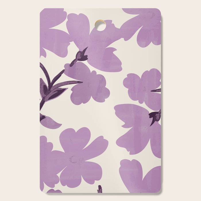 Gentle Purple Flowers Cutting Board Gallery Image 1