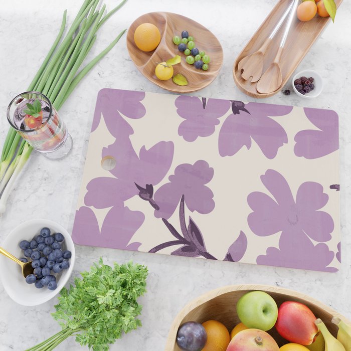 Gentle Purple Flowers Cutting Board Gallery Image 2