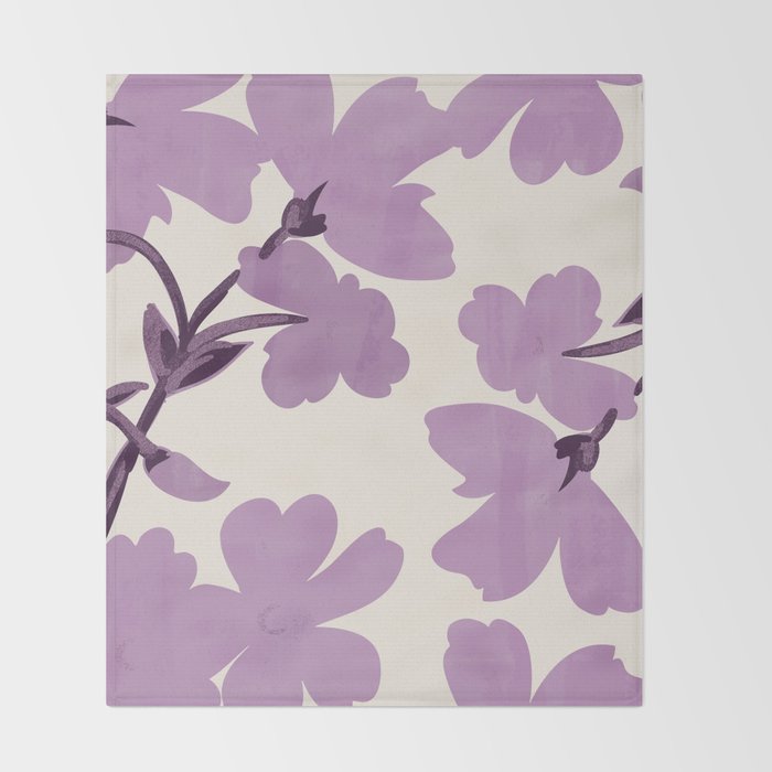 Gentle Purple Flowers Throw Blanket Gallery Image 2