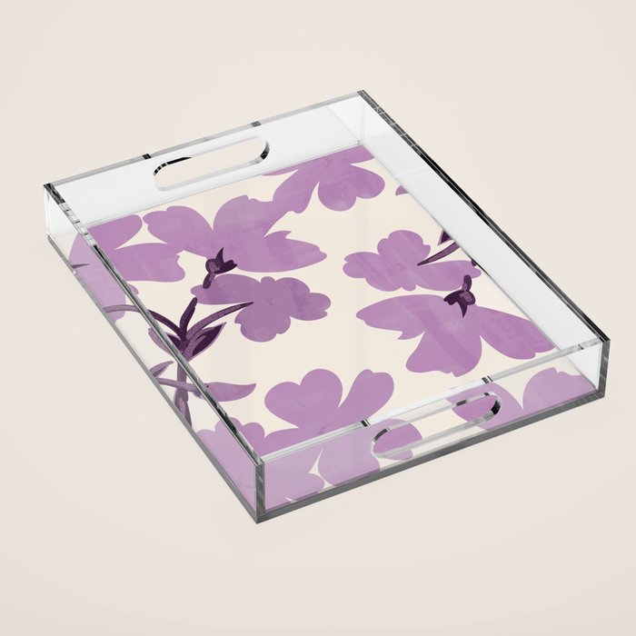 Gentle Purple Flowers Acrylic Tray Gallery Image 1