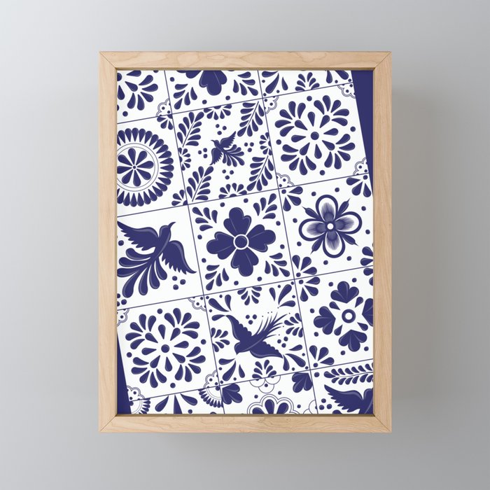 Mexican Talavera Blue Tiles Pattern by Akbaly Mini Art Print Gallery Image 1