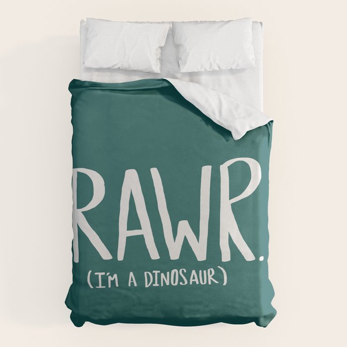 Rawr. I'm a Dinosaur. Turquoise. Duvet Cover Gallery Image 6