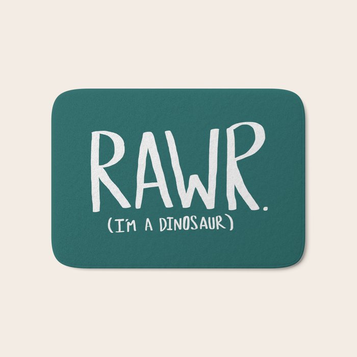 Rawr. I'm a Dinosaur. Turquoise. Bath Mat Gallery Image 1