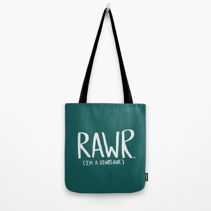 Rawr. I'm a Dinosaur. Turquoise. Tote Bag Gallery Image 2