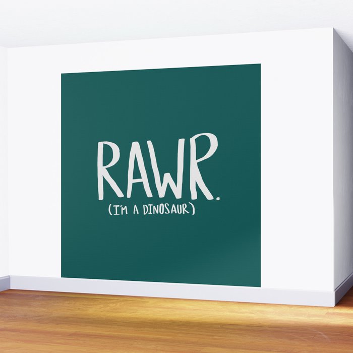 Rawr. I'm a Dinosaur. Turquoise. Wall Mural Gallery Image 2
