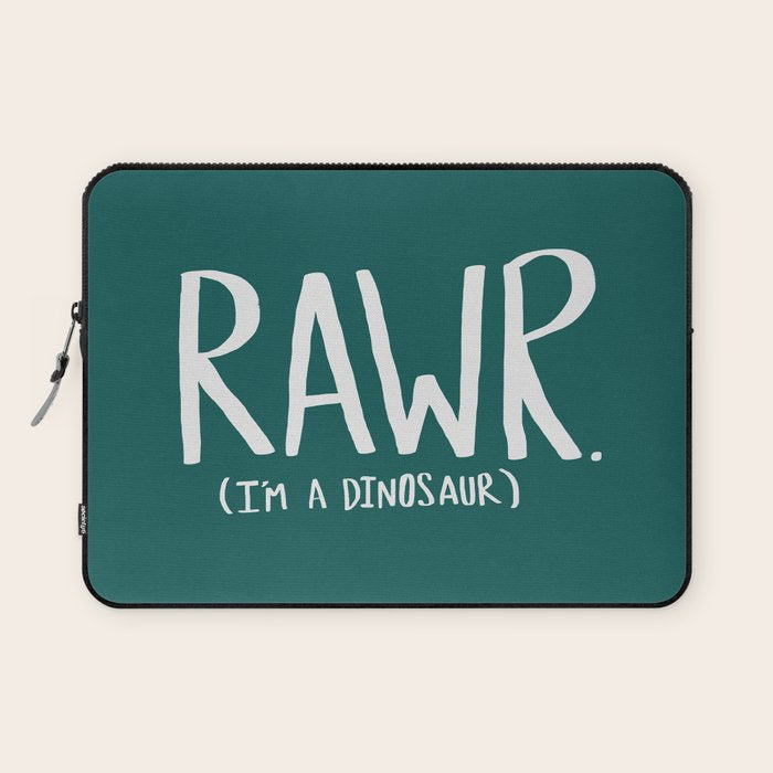 Rawr. I'm a Dinosaur. Turquoise. Laptop Sleeve Gallery Image 1