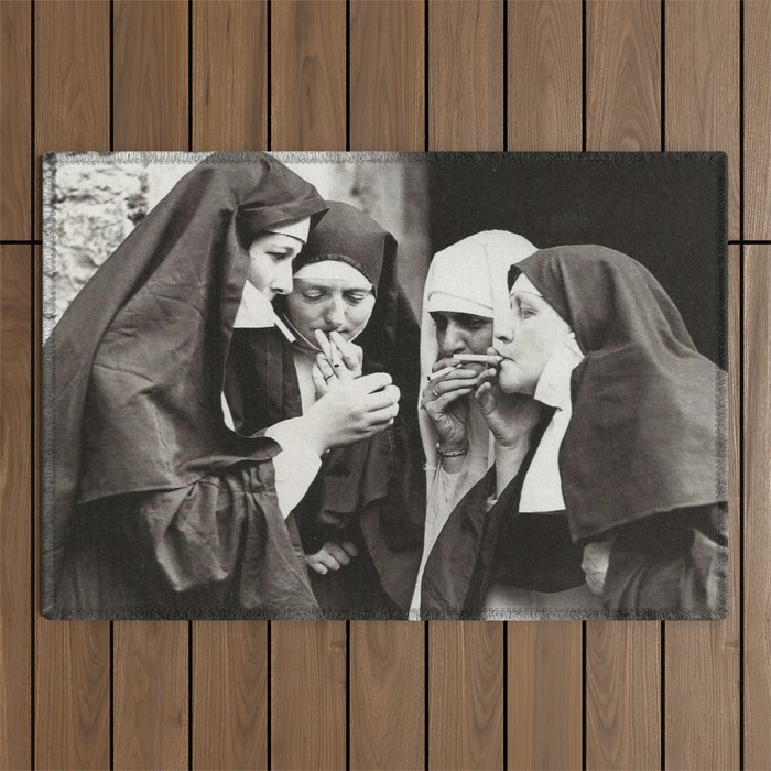 Nuns Smoking Outdoor Rug Gallery Image 1