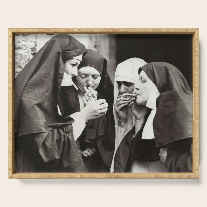 Nuns Smoking Serving Tray Gallery Image 1