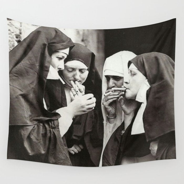 Nuns Smoking Wall Tapestry Gallery Image 4