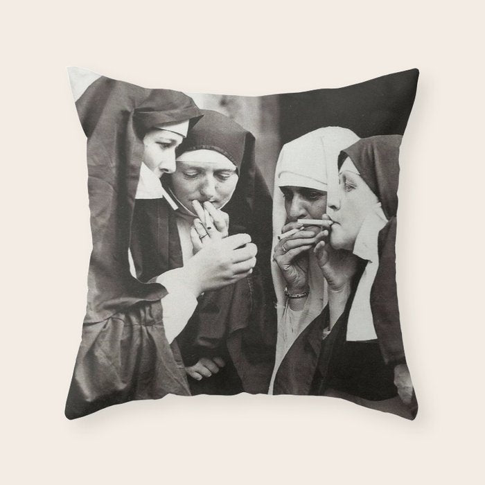 Nuns Smoking Throw Pillow Gallery Image 6