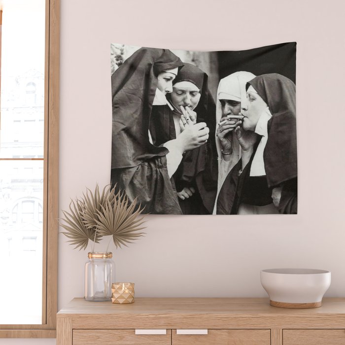 Nuns Smoking Wall Tapestry Gallery Image 2