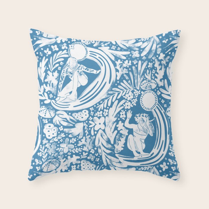 Oceanic Muses Dance Throw Pillow Gallery Image 1