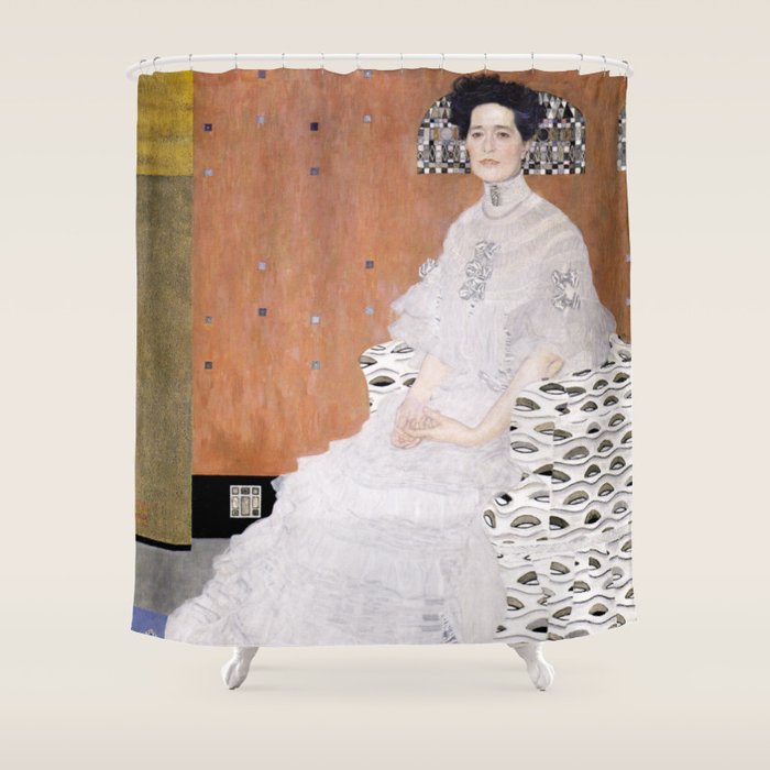 Portrait of Fritza Riedler by Gustav Klimt Shower Curtain Gallery Image 1