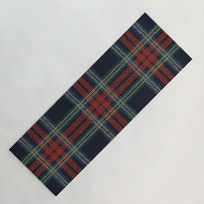 Navy Blue Red Classic Plaid Yoga Mat Gallery Image 1