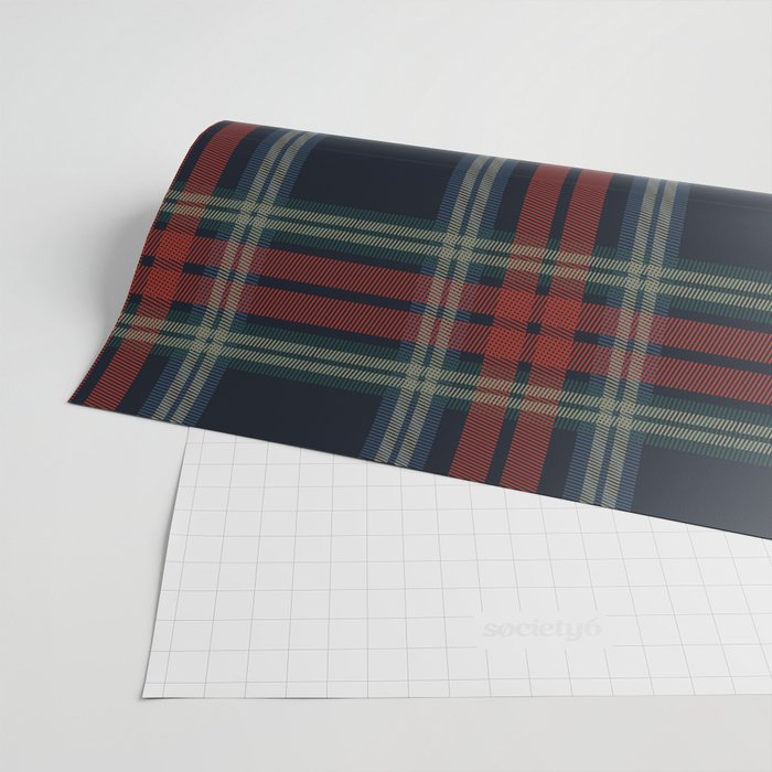 Navy Blue Red Classic Plaid Wrapping Paper Gallery Image 2