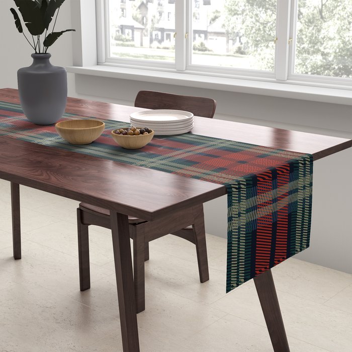 Navy Blue Red Classic Plaid Table Runner Gallery Image 2