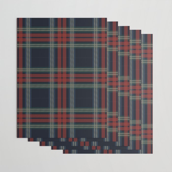 Navy Blue Red Classic Plaid Wrapping Paper Gallery Image 3