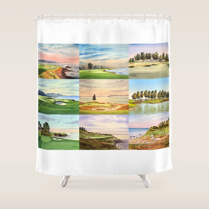 Famous Golf Courses In The USA Collage Shower Curtain Gallery Image 1
