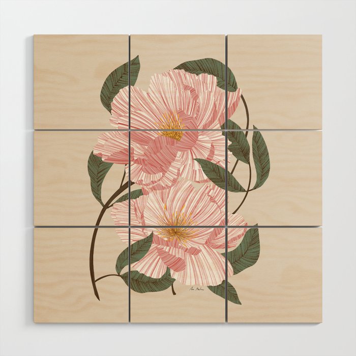 Peonies flowers I Wood Wall Art Gallery Image 1