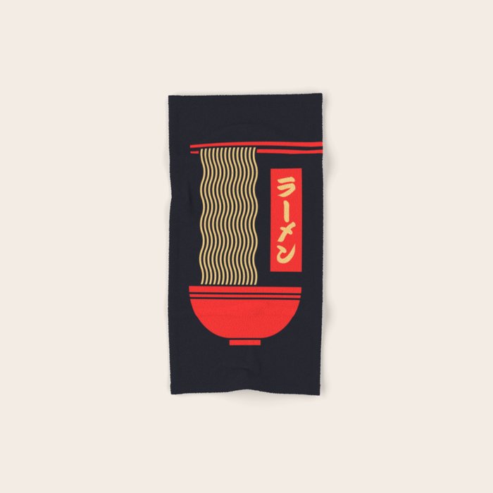 Ramen Minimal - Black Bath Towel Gallery Image 1