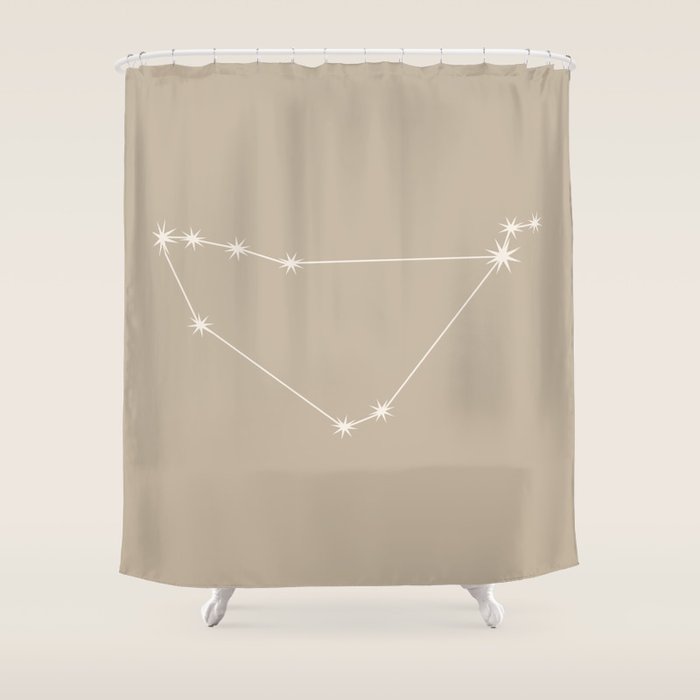 Capricorn Zodiac Star Constellation Line Art Beige Shower Curtain Gallery Image 1