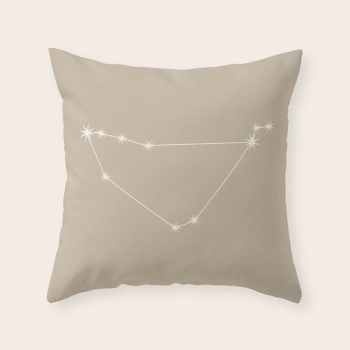 Capricorn Zodiac Star Constellation Line Art Beige Throw Pillow Gallery Image 1