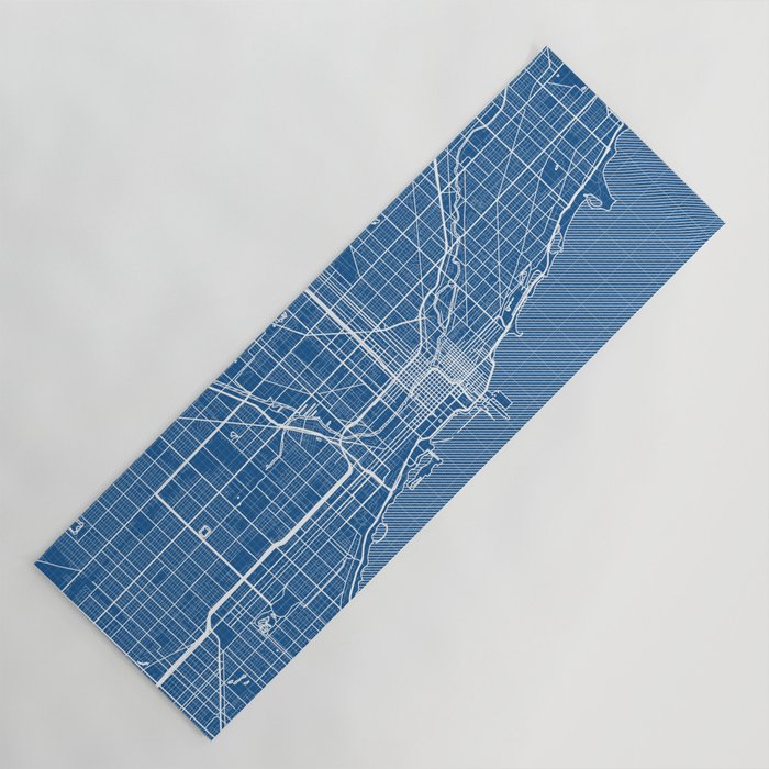 Chicago City Map of the United States - Blueprint Yoga Mat Gallery Image 1