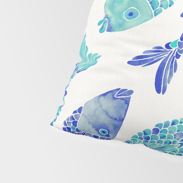 Indonesian Fish Duo - Navy & Turquoise Palette Pillow Sham Gallery Image 4