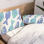 Indonesian Fish Duo - Navy & Turquoise Palette Pillow Sham Gallery Image 2