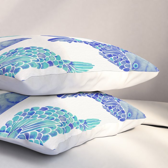Indonesian Fish Duo - Navy & Turquoise Palette Pillow Sham Gallery Image 3