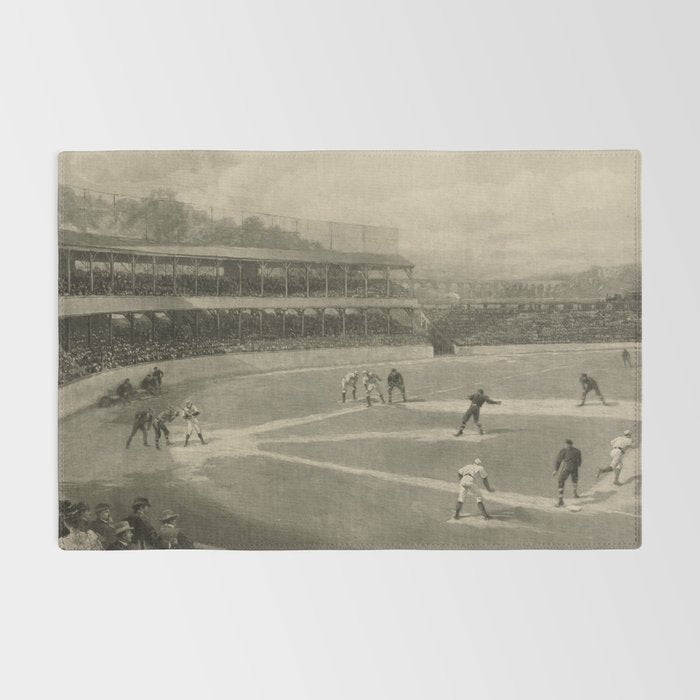 Vintage Illustration of a Baseball Game (1894) Rug Gallery Image 2
