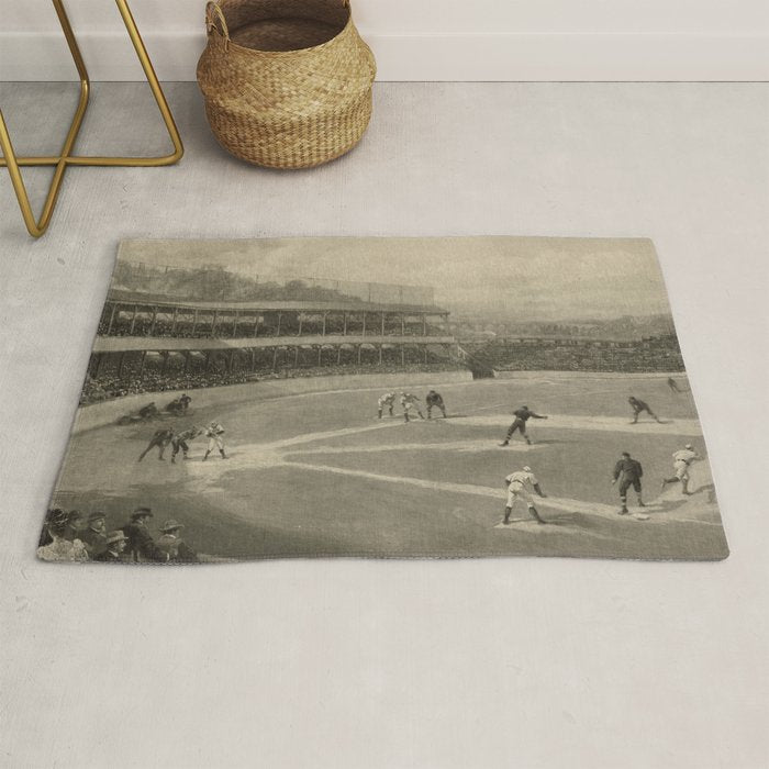 Vintage Illustration of a Baseball Game (1894) Rug Gallery Image 1