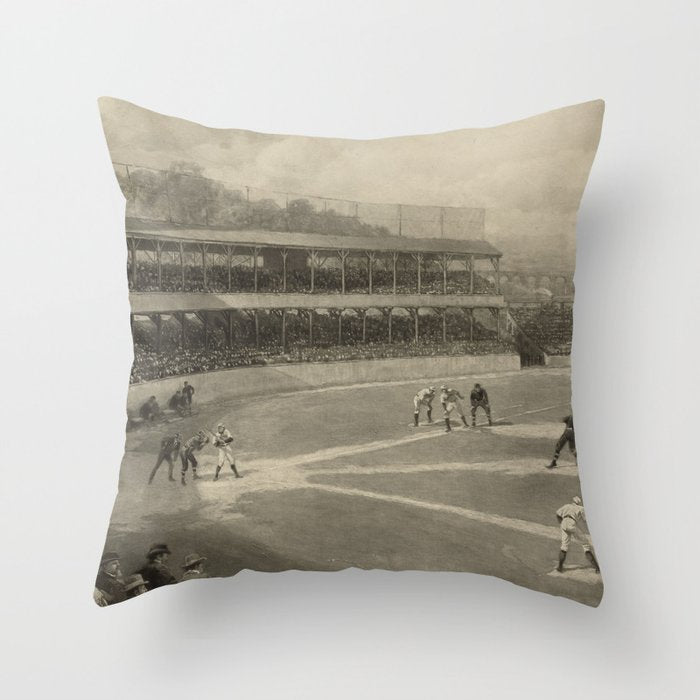 Vintage Illustration of a Baseball Game (1894) Throw Pillow Gallery Image 6