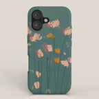 Pastel Floral on Emerald Green iPhone Case Gallery Image 1