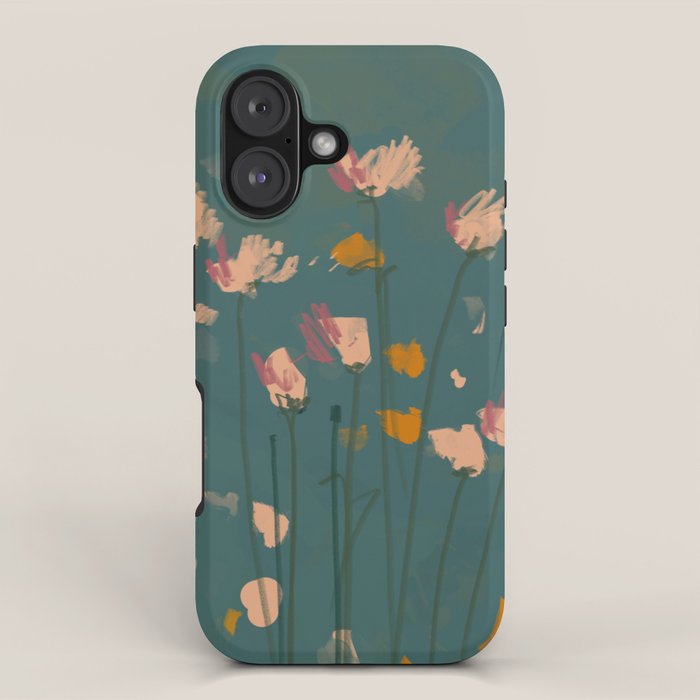 Pastel Floral on Emerald Green iPhone Case Gallery Image 1