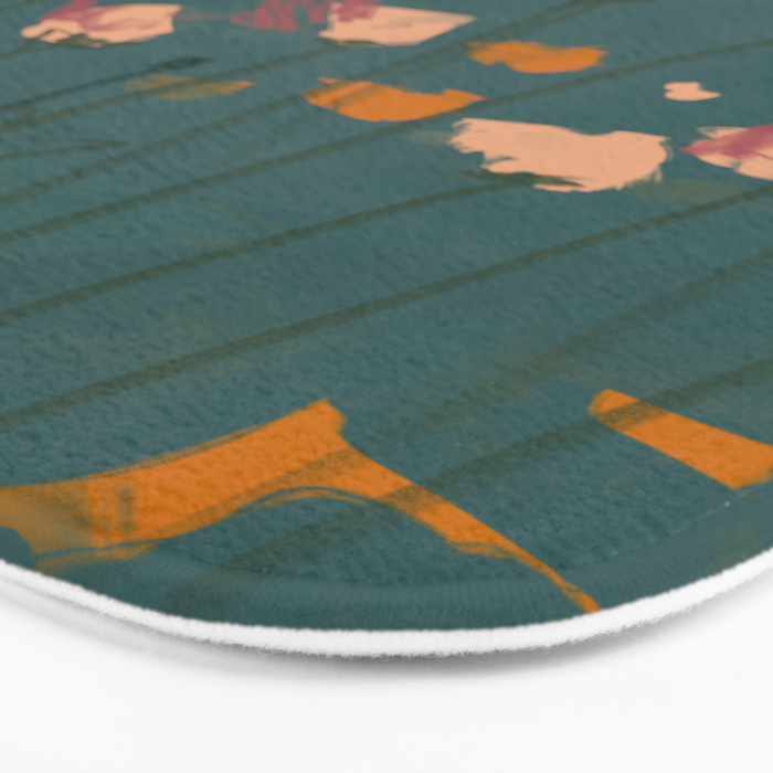 Pastel Floral on Emerald Green Bath Mat Gallery Image 3