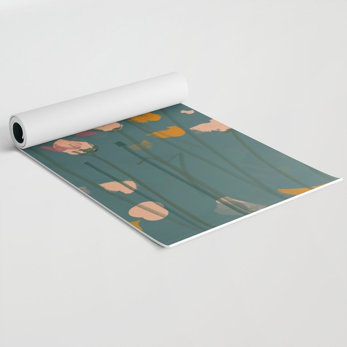 Pastel Floral on Emerald Green Yoga Mat Gallery Image 2