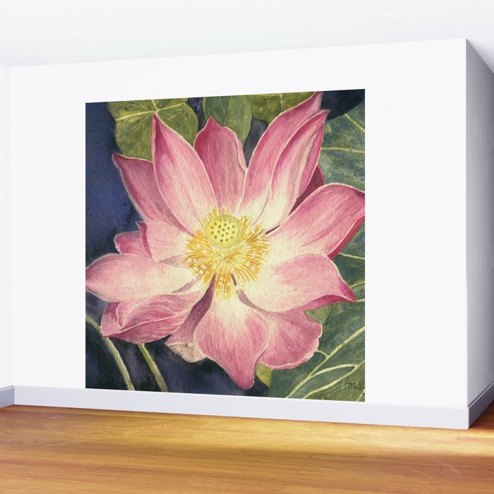Big Lotus Watercolor Wall Mural Gallery Image 2