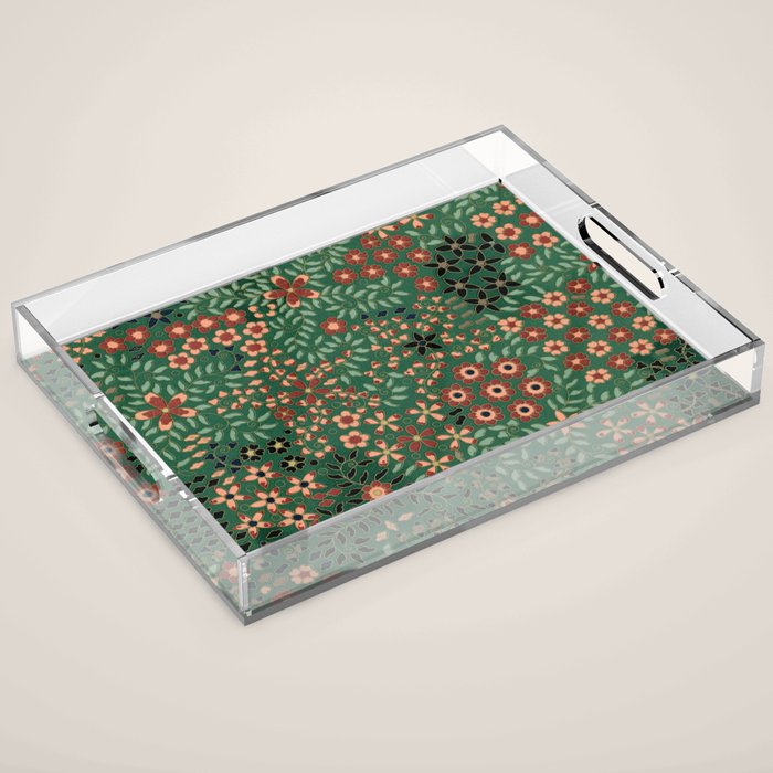 Japanese floral print pattern Acrylic Tray Gallery Image 1