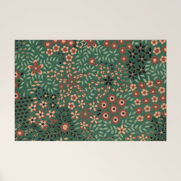 Japanese floral print pattern Welcome Mat Gallery Image 1