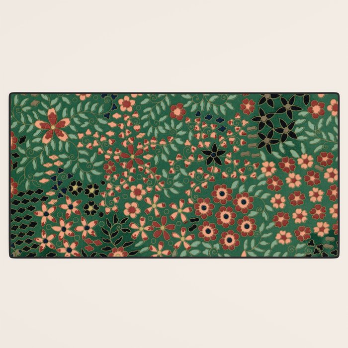 Japanese floral print pattern Desk Mat Gallery Image 3