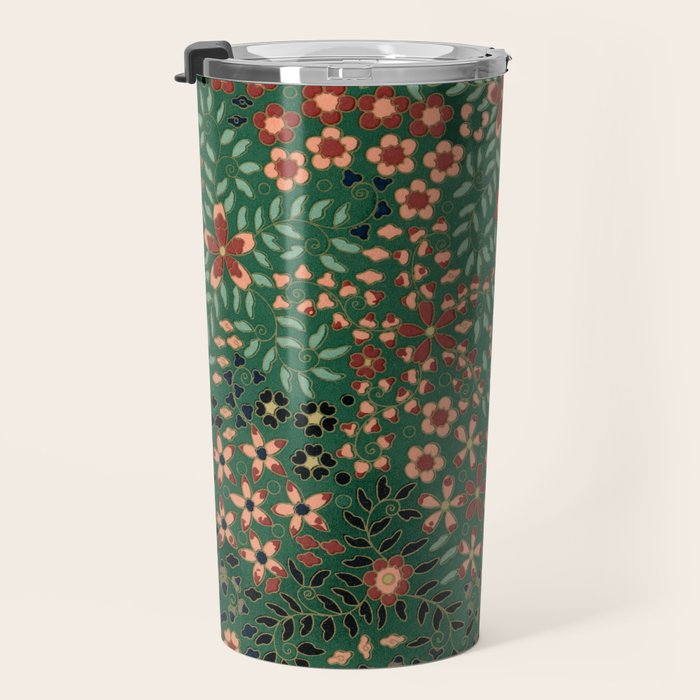 Japanese floral print pattern Travel Mug Gallery Image 3