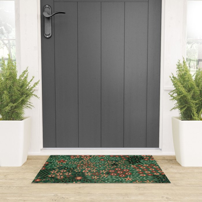 Japanese floral print pattern Welcome Mat Gallery Image 3