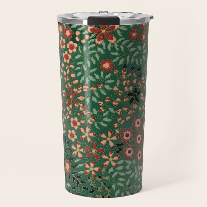 Japanese floral print pattern Travel Mug Gallery Image 1