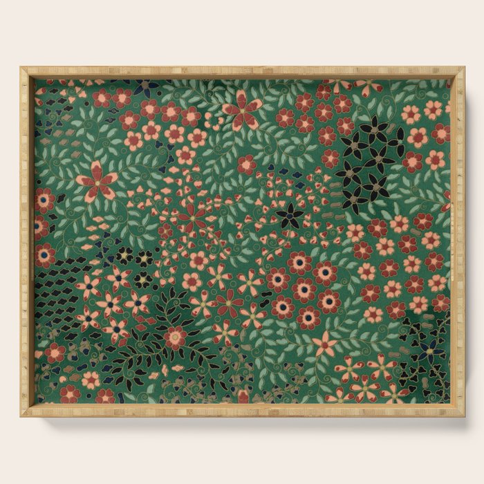 Japanese floral print pattern Serving Tray Gallery Image 1