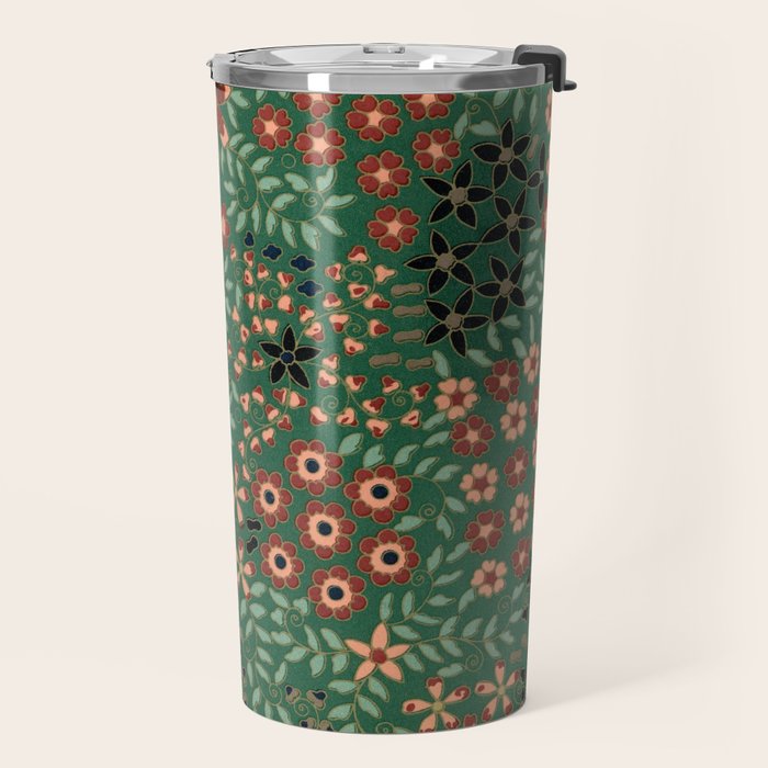 Japanese floral print pattern Travel Mug Gallery Image 2