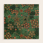 Japanese floral print pattern Wood Wall Art Gallery Image 1