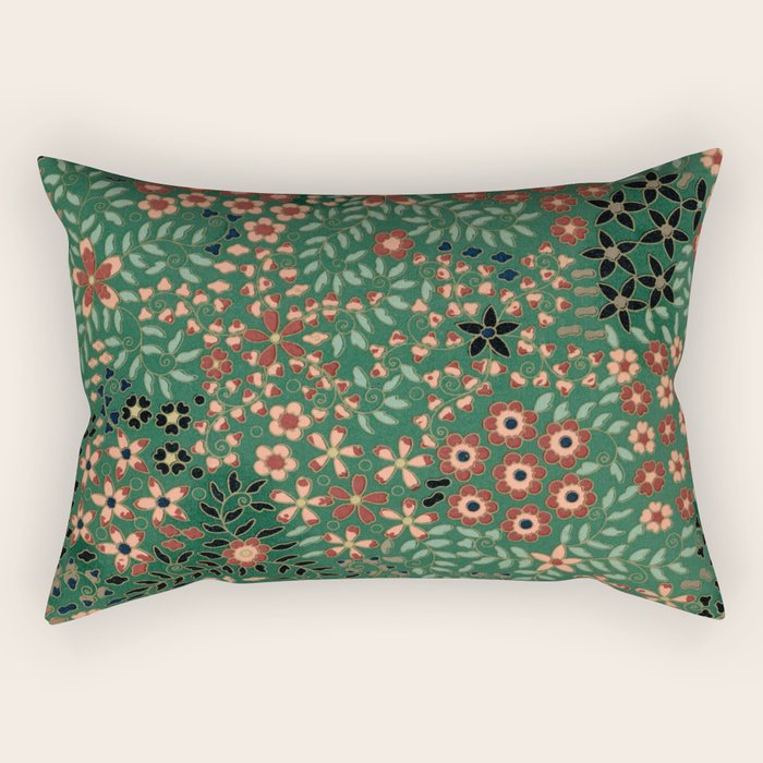 Japanese floral print pattern Rectangular Pillow Gallery Image 1