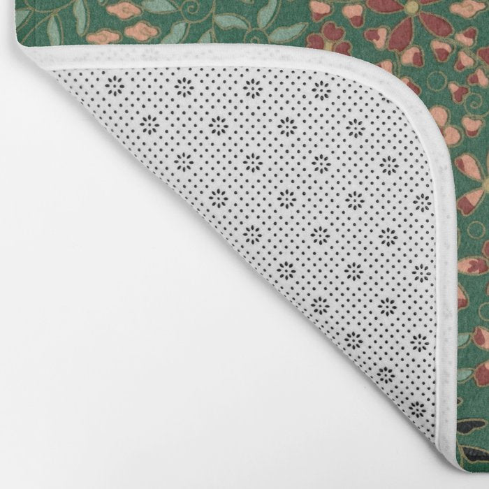 Japanese floral print pattern Bath Mat Gallery Image 2