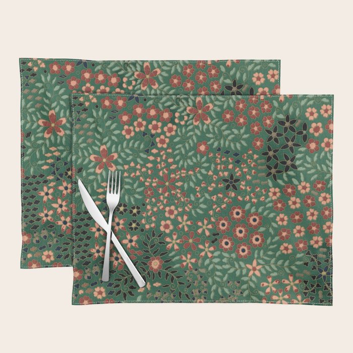 Japanese floral print pattern Placemat Gallery Image 1